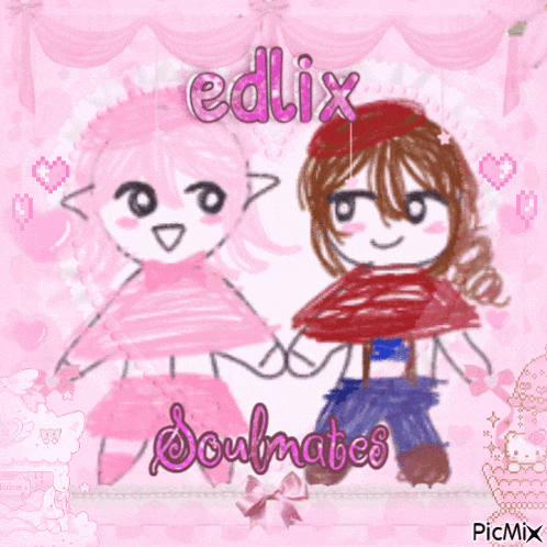 a drawing of two girls with the name edlix soulmates on it