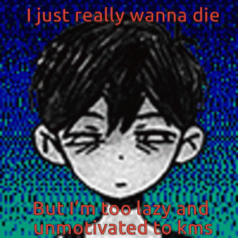 a drawing of a boy with the words " i just really wanna die "