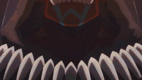 a skeleton with horns is surrounded by skulls and has a purple ring in his mouth