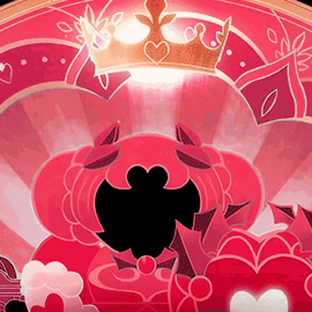 a crown with hearts on it is surrounded by hearts and clouds