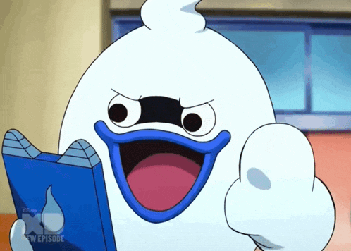 a cartoon ghost is reading a book with a disney x-series logo in the background