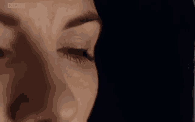 a close up of a woman 's eye with bbc written on the bottom right corner .