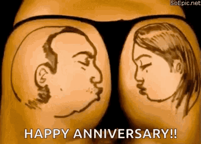 a man and a woman are kissing on a woman 's butt .