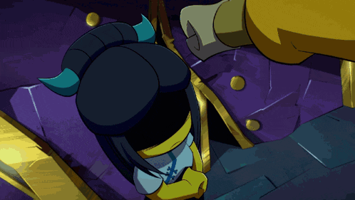 a cartoon character with horns and a blue light coming out of his eyes