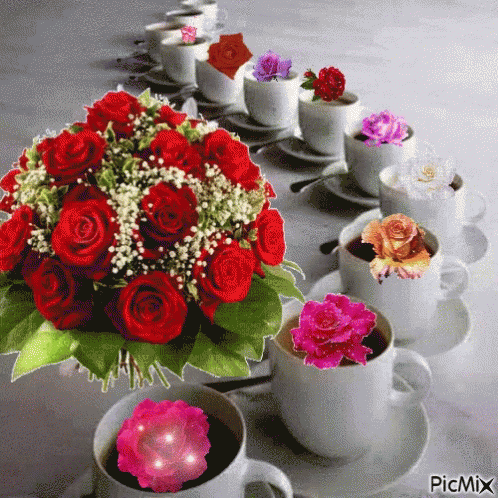 Flowers Teacups GIF - Flowers Teacups Roses GIFs