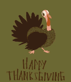 a turkey with big eyes and the words happy thanksgiving