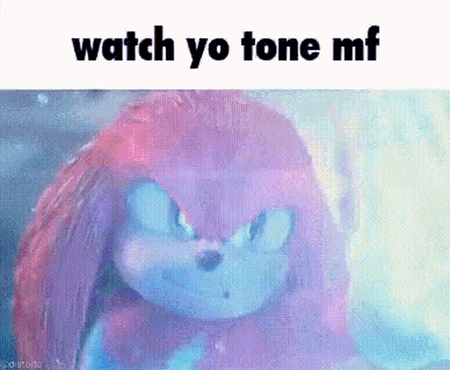 a picture of knuckles from sonic the hedgehog is being used as a meme .