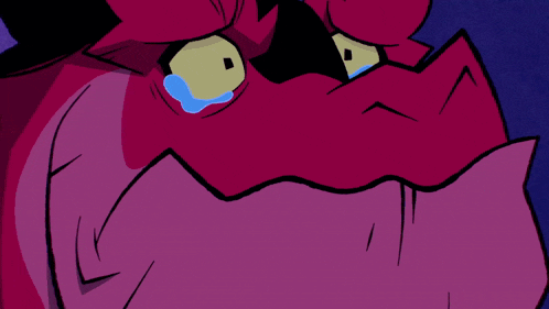 a cartoon drawing of a red dragon sitting on a purple surface