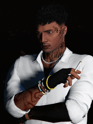 a man with a tattoo on his face that says ' mexican '
