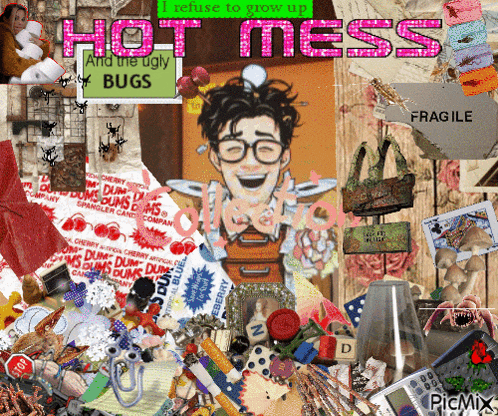a collage of pictures with the words hot mess and ugly bugs on it