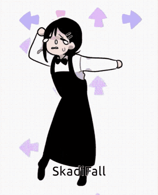 a drawing of a girl with the name skadifall on the bottom right