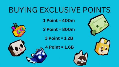 an advertisement for buying exclusive points with cartoon animals