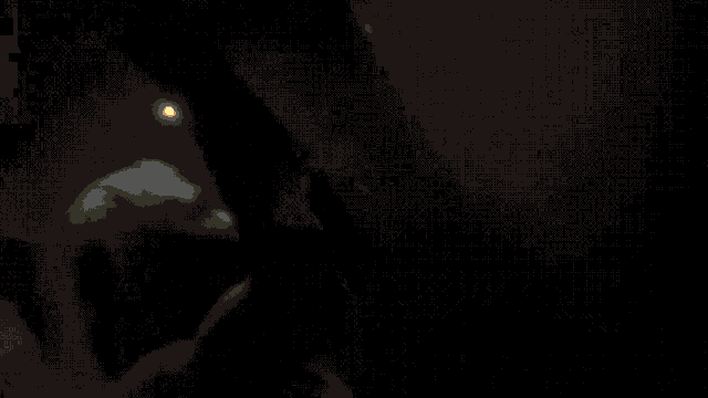 a blurred image of a person 's face with a yellow background