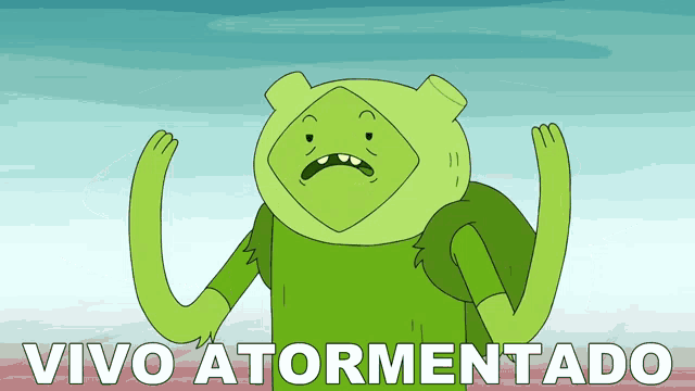 a cartoon character with the words " vivo atormentado " written below him