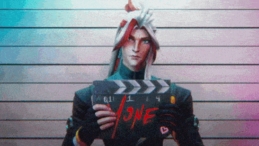 a man is holding a clapper board that says " one "