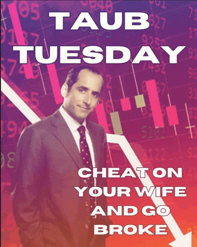 a poster for taub tuesday with a man in a suit
