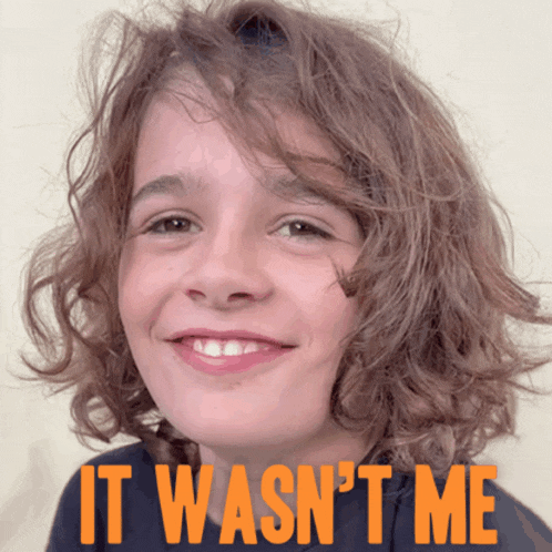a picture of a young boy with the words " it wasn 't me " on the bottom