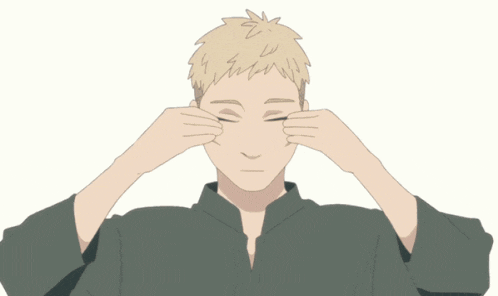 a cartoon drawing of a man with his hands on his face