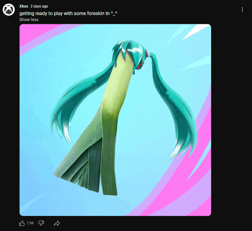 an ad for xbox 2 days ago shows a picture of a leek