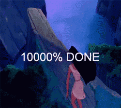 a cartoon of a woman carrying a large rock with the words 10000 % done above her