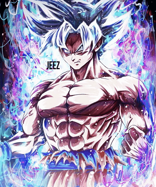 a drawing of a man with the name jeez on the bottom right