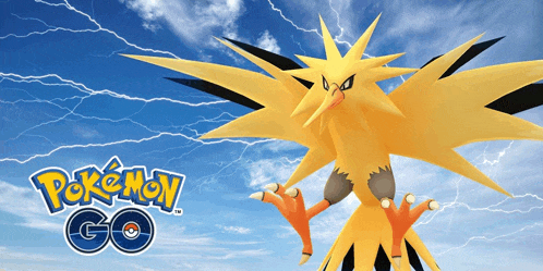 a pokemon go advertisement with a yellow bird