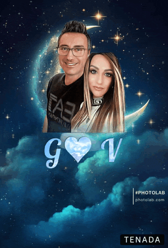 a picture of a man and a woman with the letters g and v on it
