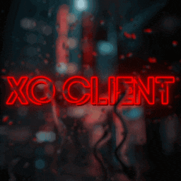 a neon sign that says xo client is lit up in red