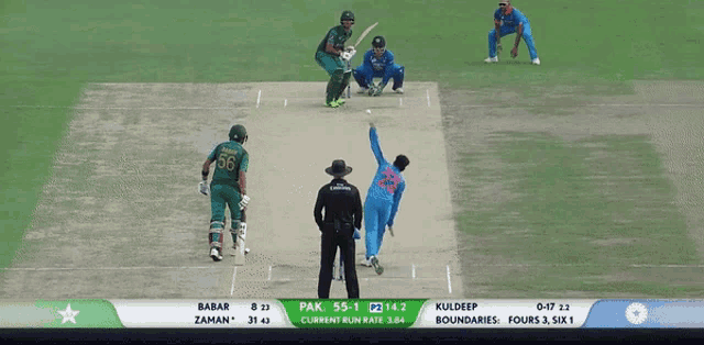 a cricket match between pakistan and india with babar and zaman playing