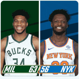two basketball players one from bucks and one from new york