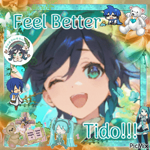 a picture of a girl with the words " feel better " on the bottom