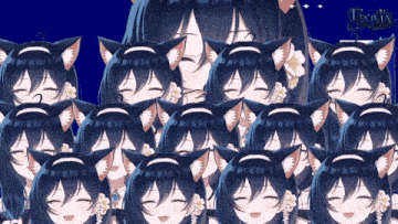 a bunch of anime girls with cat ears and flowers on their heads