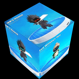 a blue cube that says ' ier 's honor ' on the top