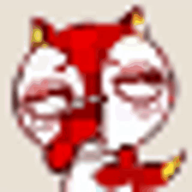 a cartoon character with a red hat on is making a funny face with his eyes closed .
