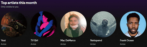 a list of top artists this month includes mac demarco and frank ocean