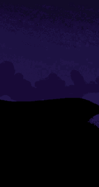 a pixel art of a night sky with mountains in the background