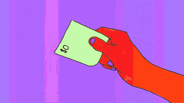 a cartoon of a hand holding a dollar bill with the number 10 on it