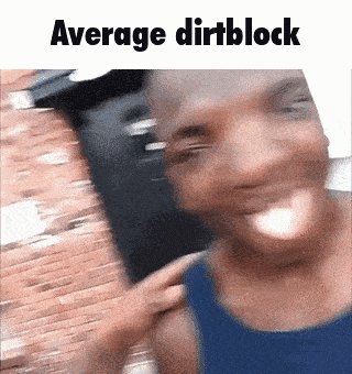 a blurry picture of a man with the words average dirtblock written on it