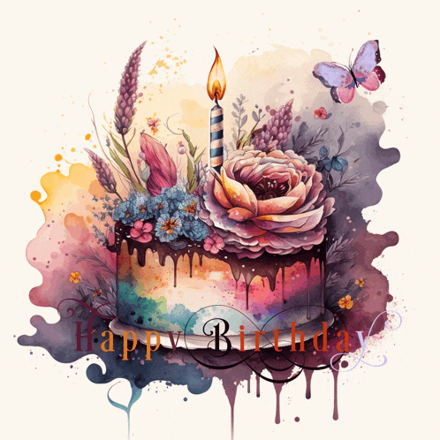 a birthday cake with a candle and the words happy birthday