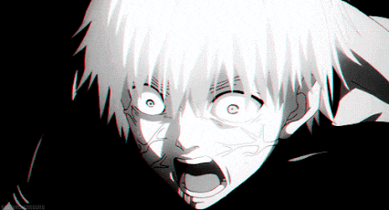 a black and white drawing of a boy with a shocked look on his face