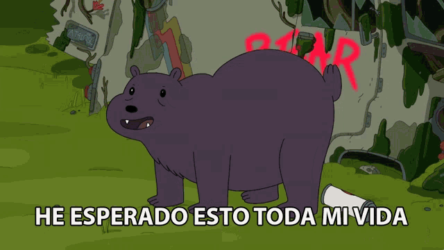 a cartoon bear with the words he esperado esto toda mi vida above it