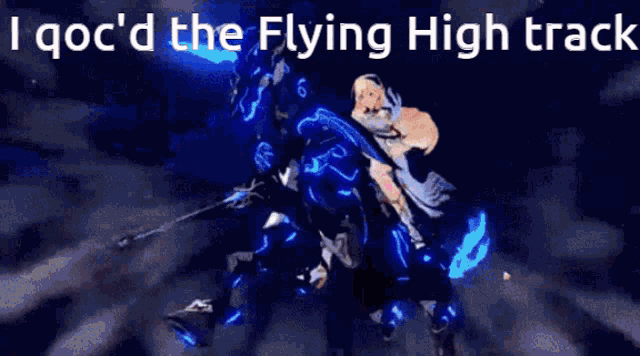 a picture of a girl on a motorcycle with the words " i goc 'd the flying high track "
