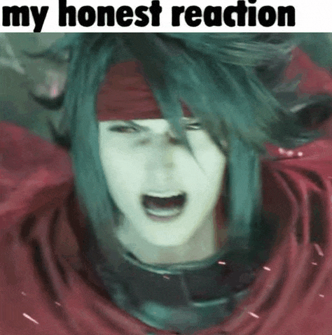 a close up of a person 's face with the words `` my honest reaction '' written below it .