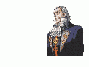 a man in a suit is pointing his finger at something