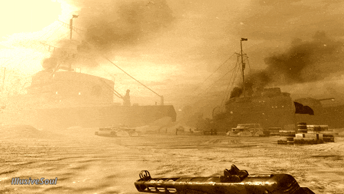 a sepia toned photo of a ship with the words illustrate soul on the bottom left