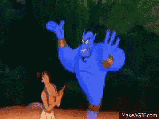 a cartoon of aladdin and the genie with makeagif.com in the corner