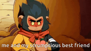 a cartoon of a monkey with the words me and my scrumptious best friend below it