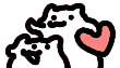 a black and white drawing of a cat holding a heart .
