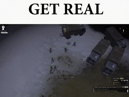 a screenshot of a video game with the words get real