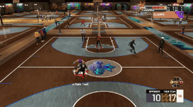 a basketball game is being played and the score is 10-17